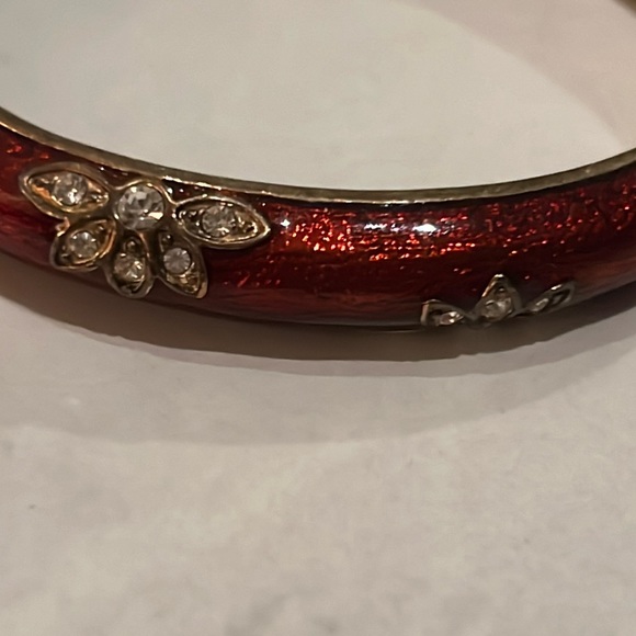 Rust red gold floral cuff metal bracelet bangle women’s fashion jewelry - Picture 6 of 13